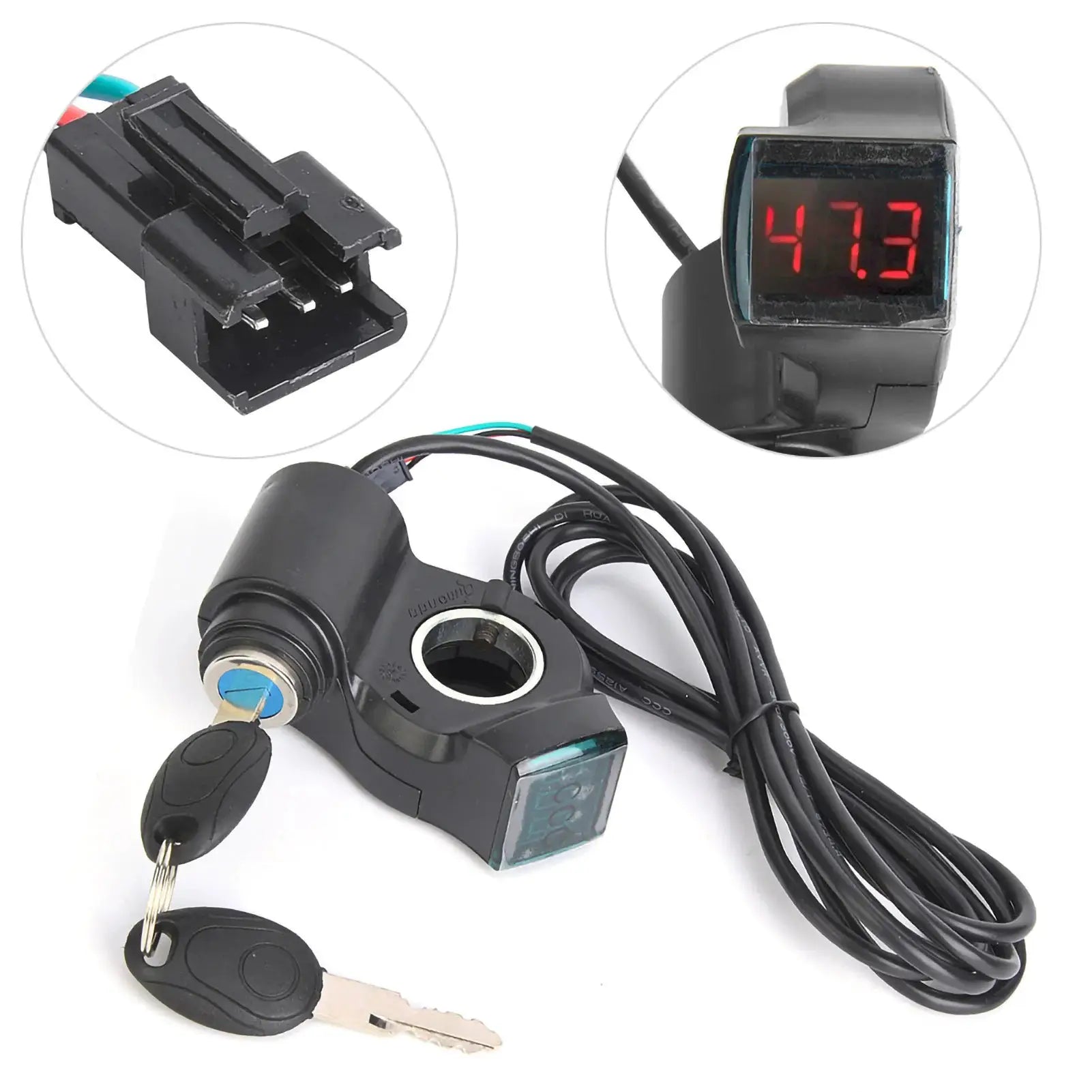 E Bike Thumb Throttle With Digital Battery Voltage Display And Key Lock Switch For E Bike Battery Monitoring
