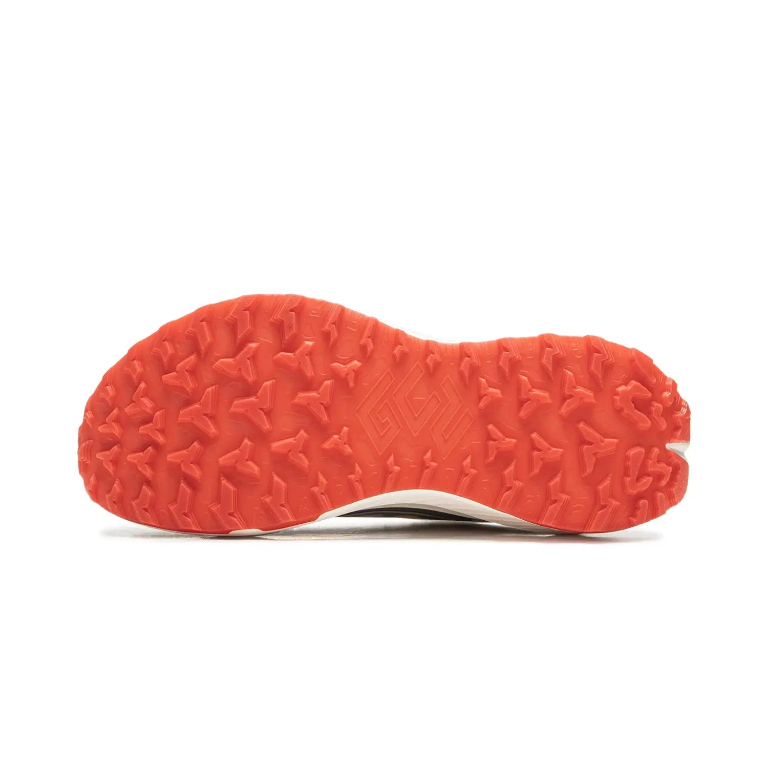 Li-Ning men's DI LU 2 trail running shoe outsole in orange with rugged multi-directional lugs