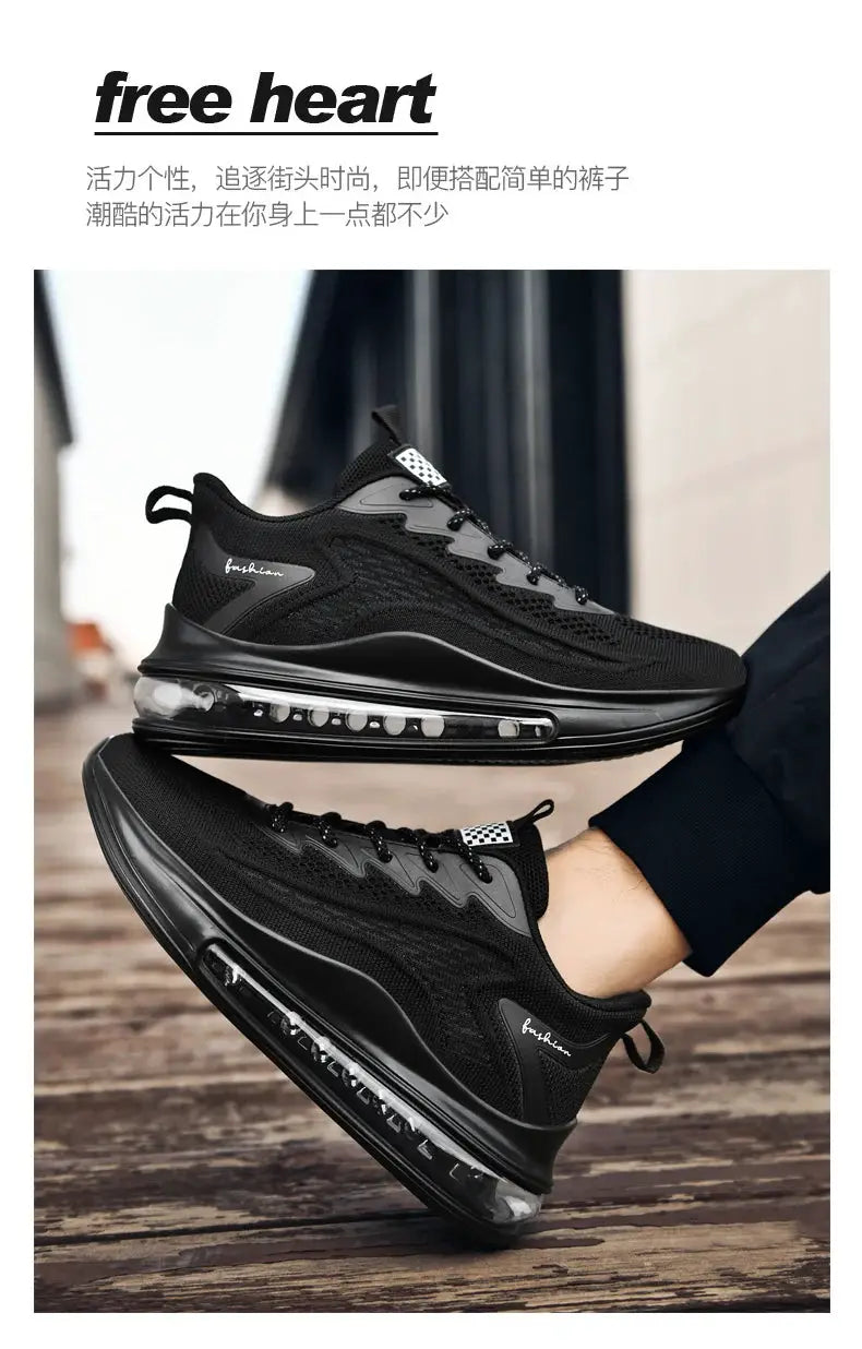 Men's black Simples Market sneakers with breathable mesh upper and visible air sole