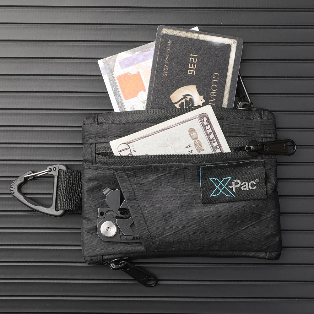 Simples Market XPac black 5-pocket EDC wallet with YKK zipper and keychain clip