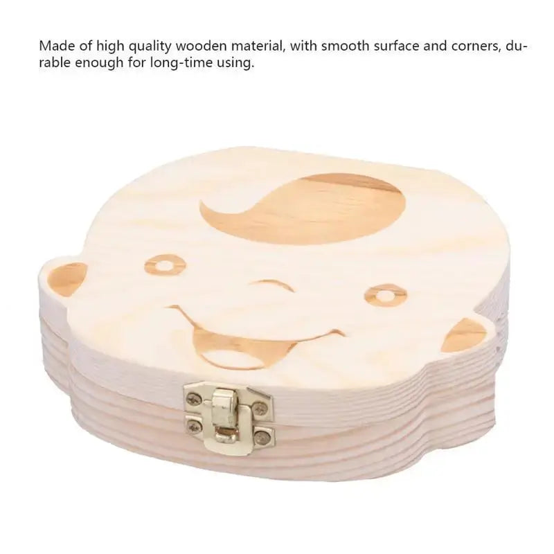 Spanish Style Wooden Baby Tooth Box For Milk Teeth And Hair Keepsake Organizer Gift For Boys And Girls
