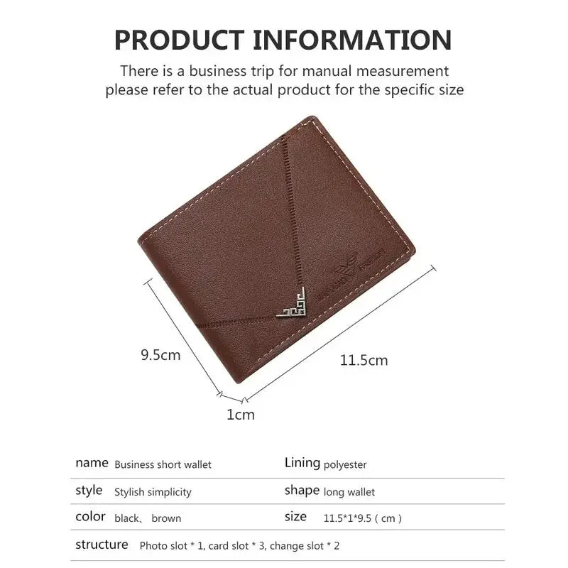 Simples Market slim brown leather RFID-blocking bifold wallet for men, front-pocket minimalist card holder