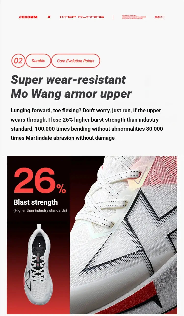 Xtep Running 2000km 5.0 sneakers, white/gray upper with black detailing