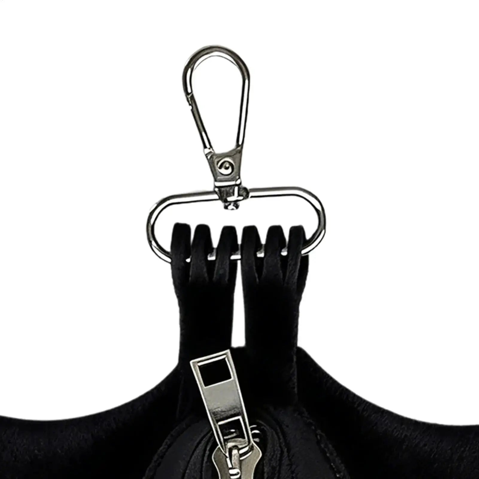 Coin purse keychain in black PU leather with foldable wings and Gothic bat design, Simples Market