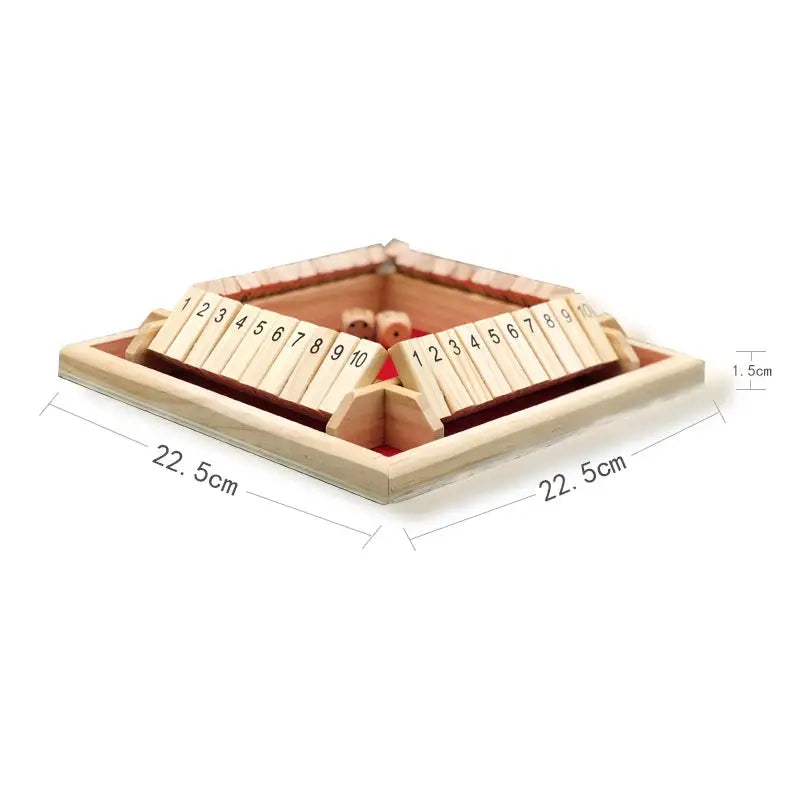 Wooden Arithmetic Dice Board Game Four Sided Flip Card Toy for Four Players Party Numbers Challenge