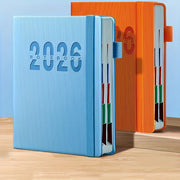 Simples Market 2026 calendar log daily planner with 400 pages; blue and orange ribbed covers
