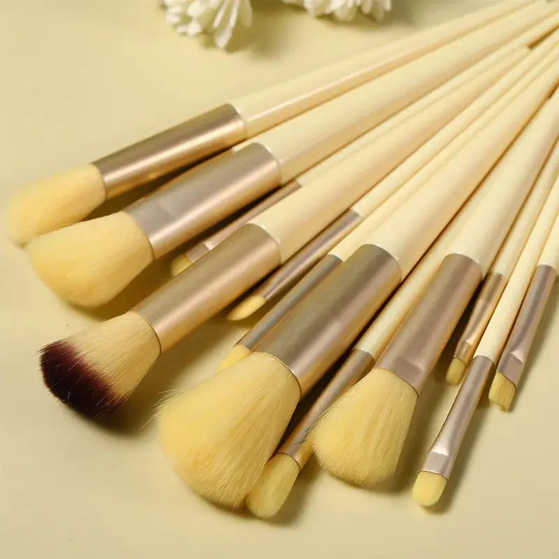 GlamourGlow 13 Piece Makeup Brush Set Soft Nylon Bristles for Flawless Eye Shadow Foundation and Blush