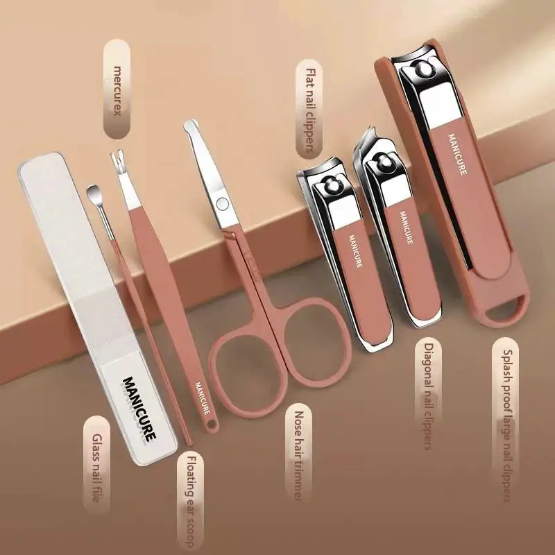 Anti Splash Nail Clipper Set 7 Piece Manicure Kit With Protective Clippers For Precise Nail Care