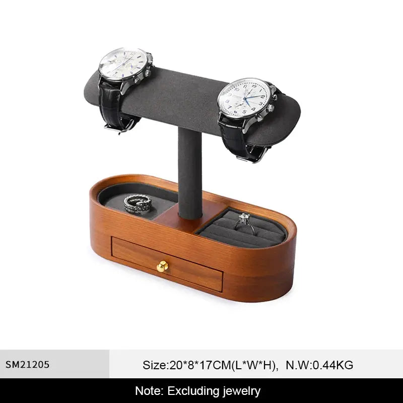 WoodTen Solid Wood Watches Display Stand Elegant Jewelry Organizer For Watches Necklaces Bracelets Bangles