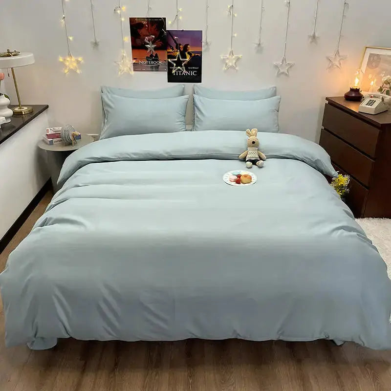 Bonenjoy duvet cover by Simples Market, dark gray, queen/king size, on a light gray bed