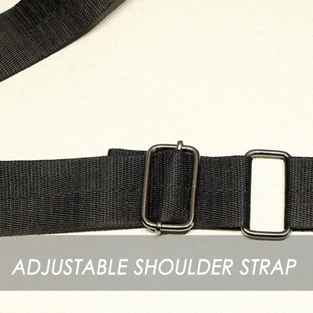 Sport gym bag with adjustable black nylon shoulder strap and metal buckles