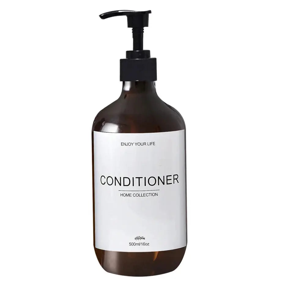 Conditioner dispenser bottle with pump, 500ml, brown bottle, black pump