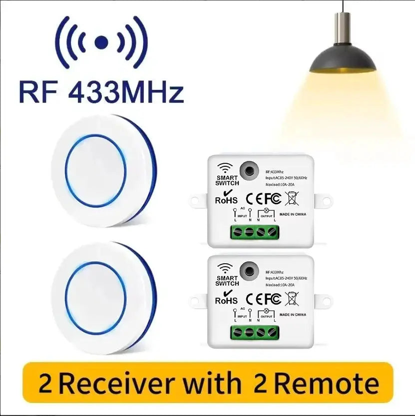 RF 433MHz Wireless 10A Relay Light Switch 220V 110V Mini Round Button Wall Panel Switch For LED Lamp