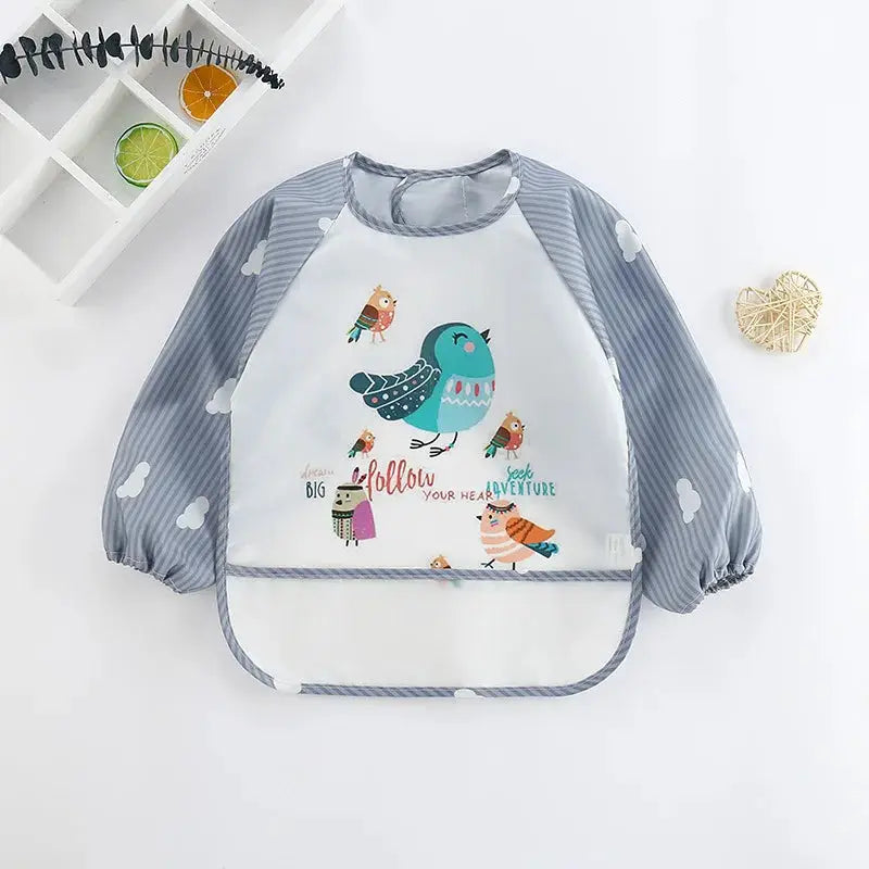 Waterproof EVA Full Sleeve Baby Bibs For Kids Long Sleeve Feeding Smock Apron Eating Breastplate Infant Clothing