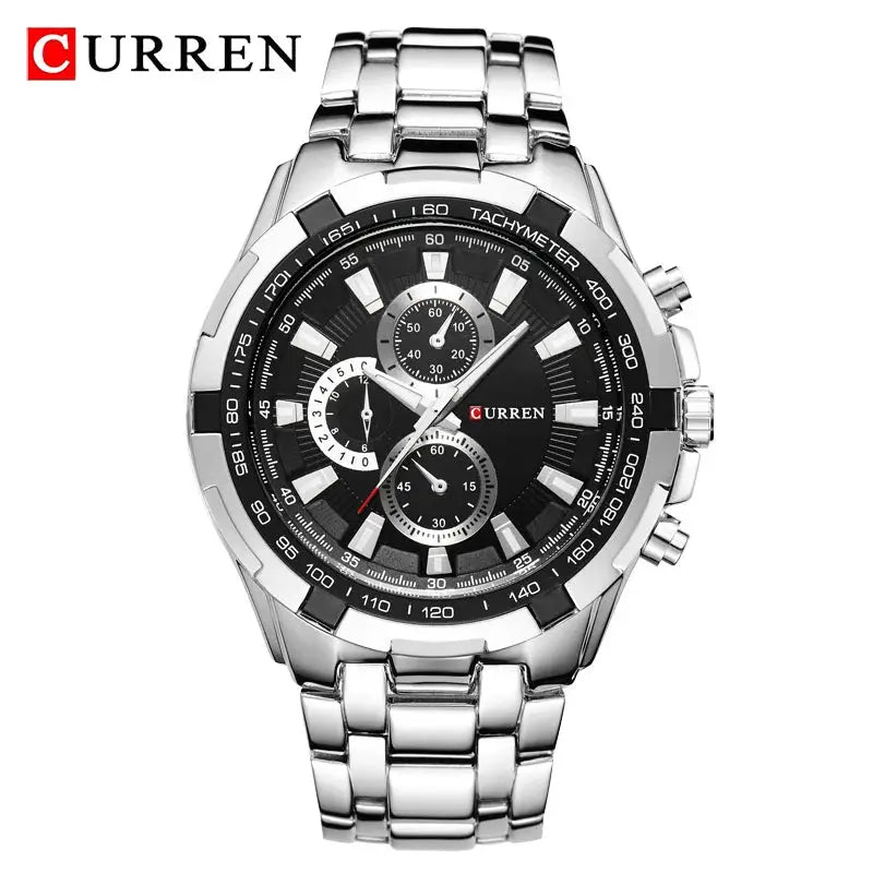 Curren 8023 Quartz Men Watch Water Resistant 3 Bar Stainless Steel Sports Military Wristwatch For Business