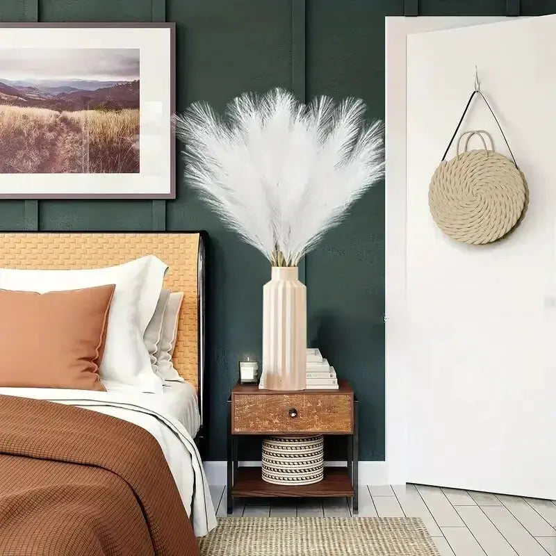 Five Pieces 42cm Artificial Pampas Grass Plumes For Wedding Props And Boho Home Decoration