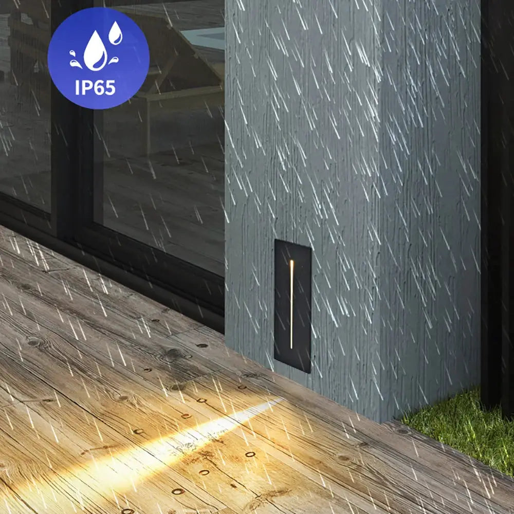 SANDIY 3W LED wall light, black slim vertical recessed outdoor lamp with IP65 waterproof rating