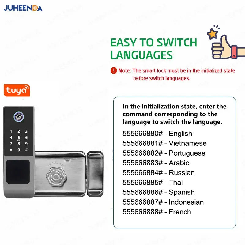 Fingerprint door lock with keypad, TUYA WiFi outdoor metal smart lock