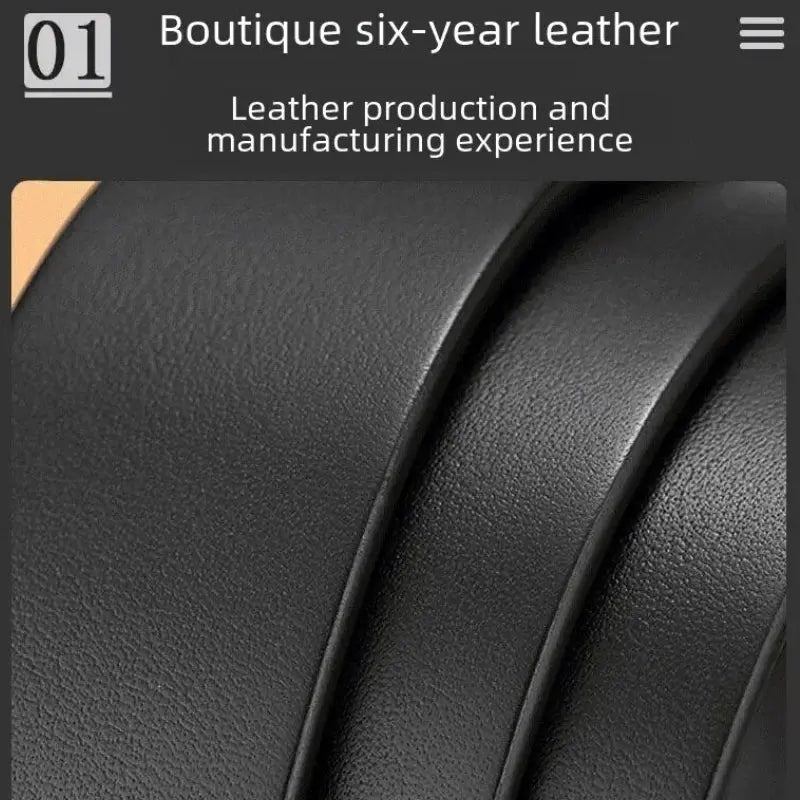 NobleLine Mens Leather Belt With Copper Automatic Buckle Adjustable And Versatile For Casual And Business Style