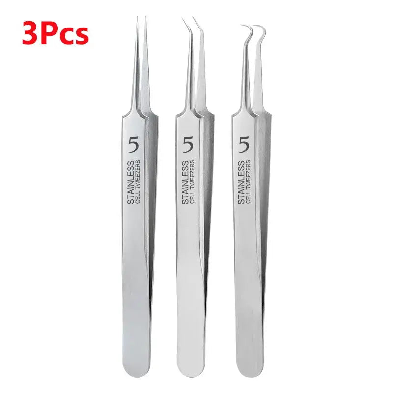 Three stainless steel No.5 cell pimples blackhead tweezers by Simples Market