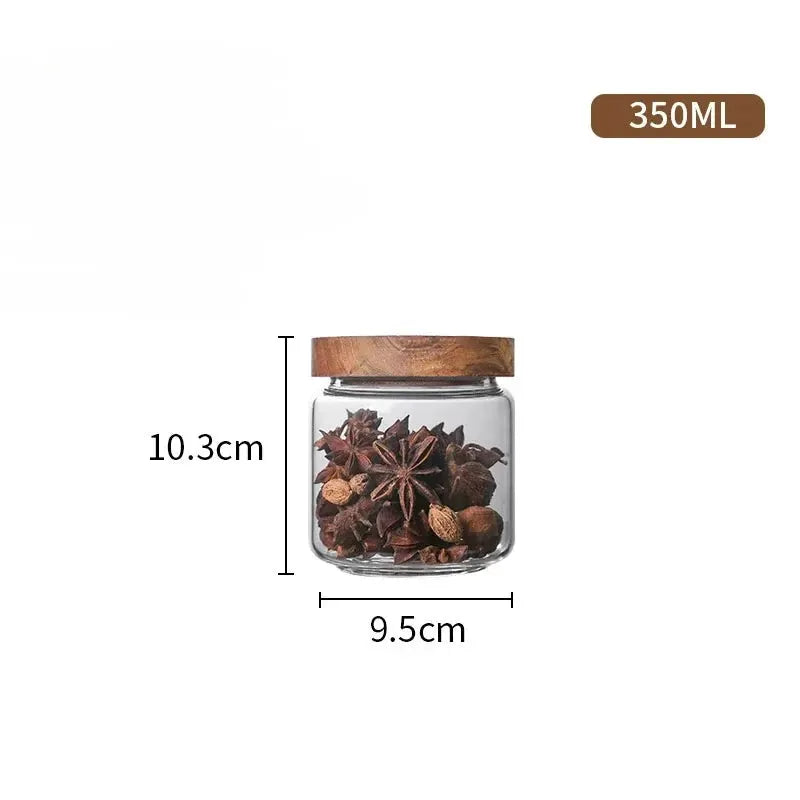 Glass Canister Set With Wooden Lids Airtight Jars For Kitchen Storage Cereal Dispenser And Pantry Organization