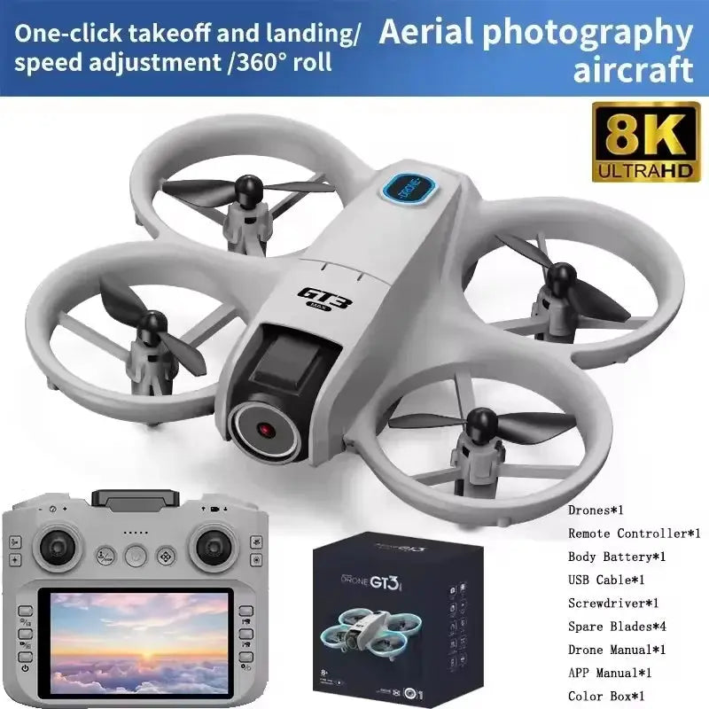 Drone GT3 MAX quadcopter with remote controller and built-in screen, 8K UltraHD