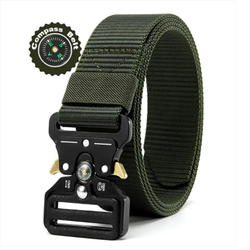 Unisex Outdoor Compass Belt With Integrated Compass Durable Canvas Nylon Belt For Sports Casual And Tactical Use