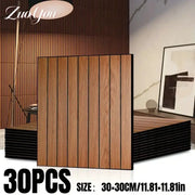 Simples Market faux wood grain grille self-adhesive wallpaper panels, 30 pcs, 30x30 cm brown