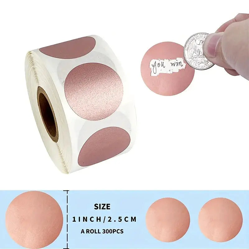 Waterproof Scratch Stickers 2.5 cm 1 Inch 300 Pieces Roll For Promotions Lottery Games Hidden Information Fun Learning
