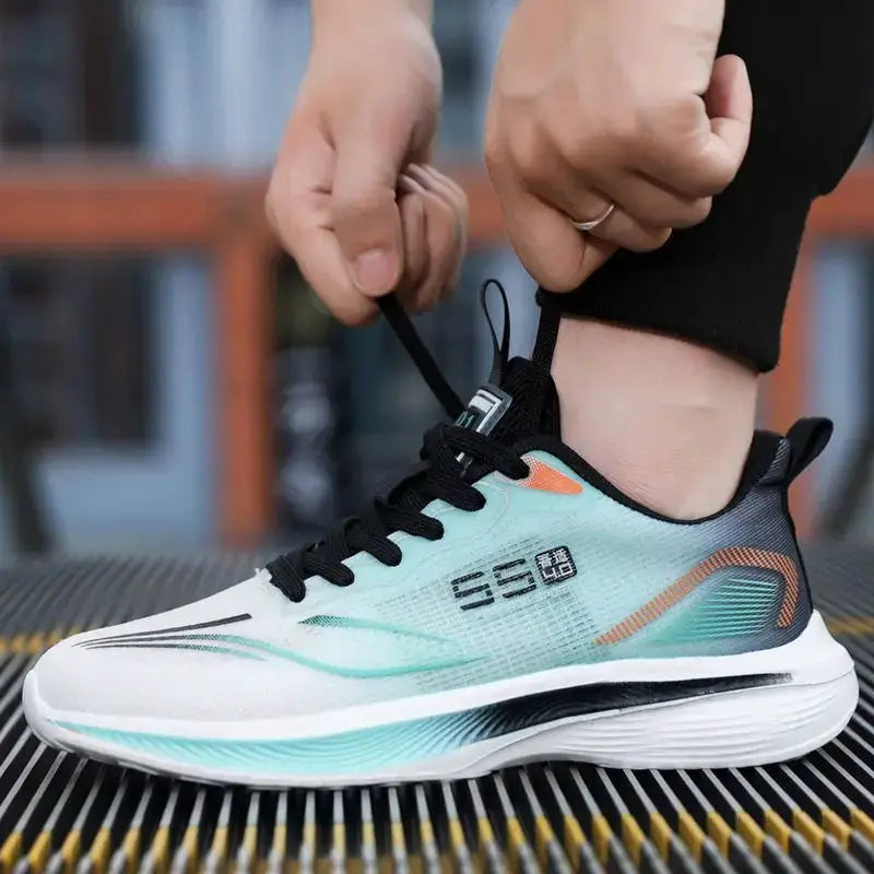 Men's running shoes teal and white, Simples Market chunky sneakers for walking.