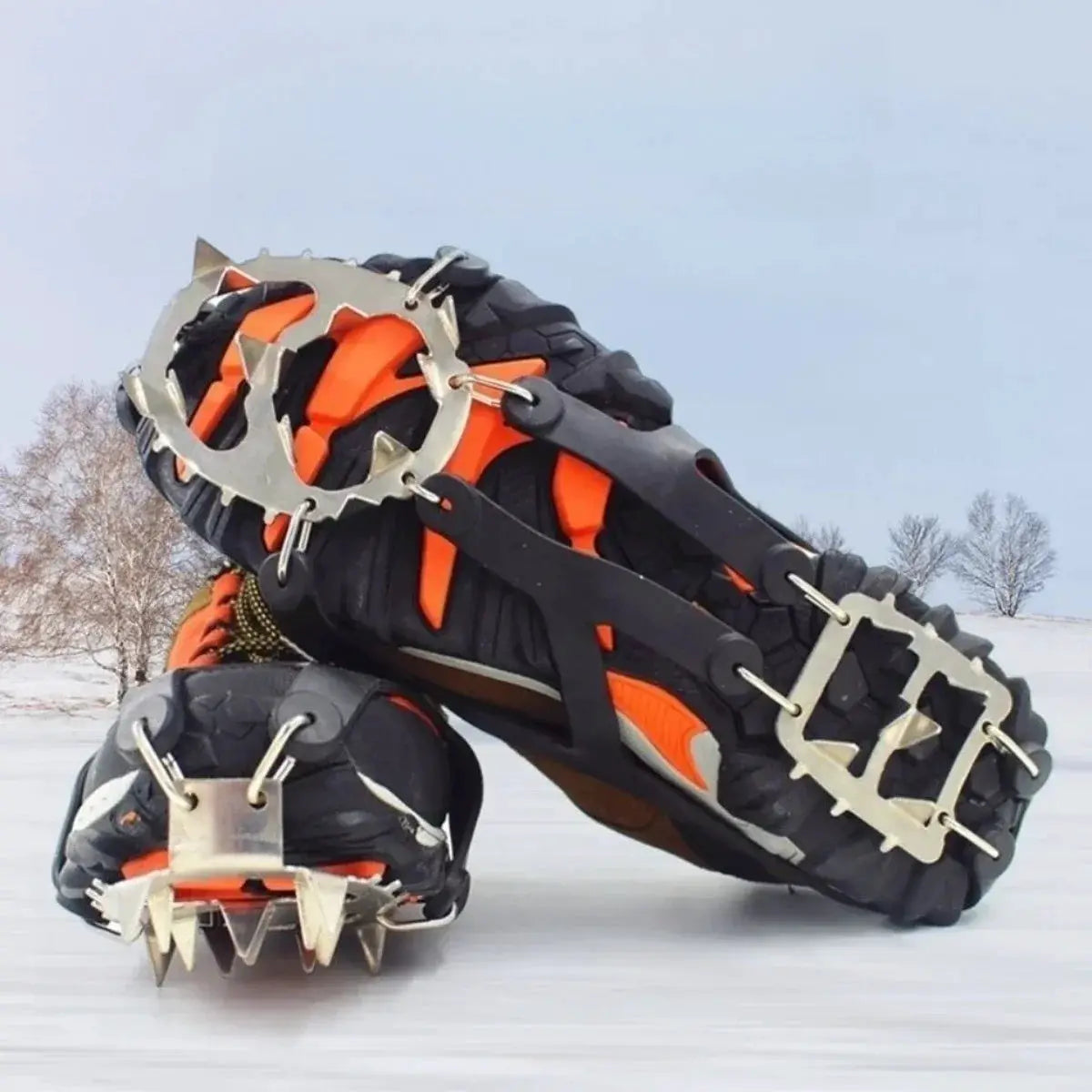 18 Studs Professional Anti Slip Ice Snow Crampons For Mountaineering Hiking Winter Outdoor Spike Shoes