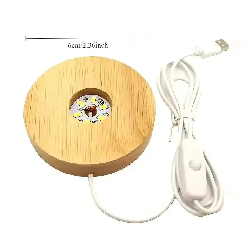 Wooden USB LED Display Base Night Light for Desk Art Decor Stand Lamp Holder Ornament