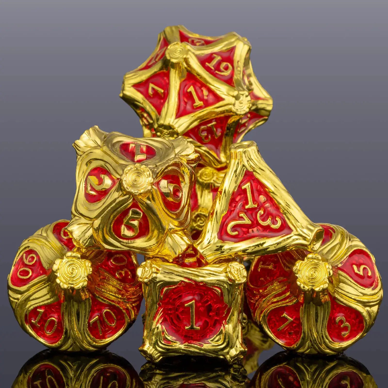 Skull And Dragon Metal Dice Set For Dungeons And Dragons Polyhedral Dice For Tabletop RPGs