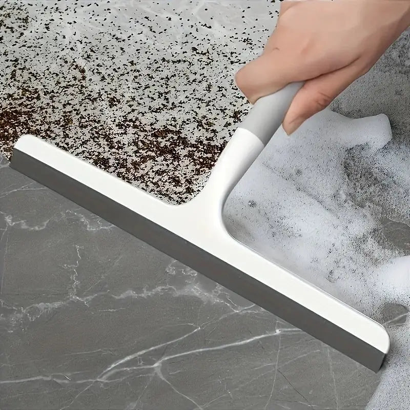 Silicone shower scraper squeegee with white blade and gray handle for glass and bathroom cleaning