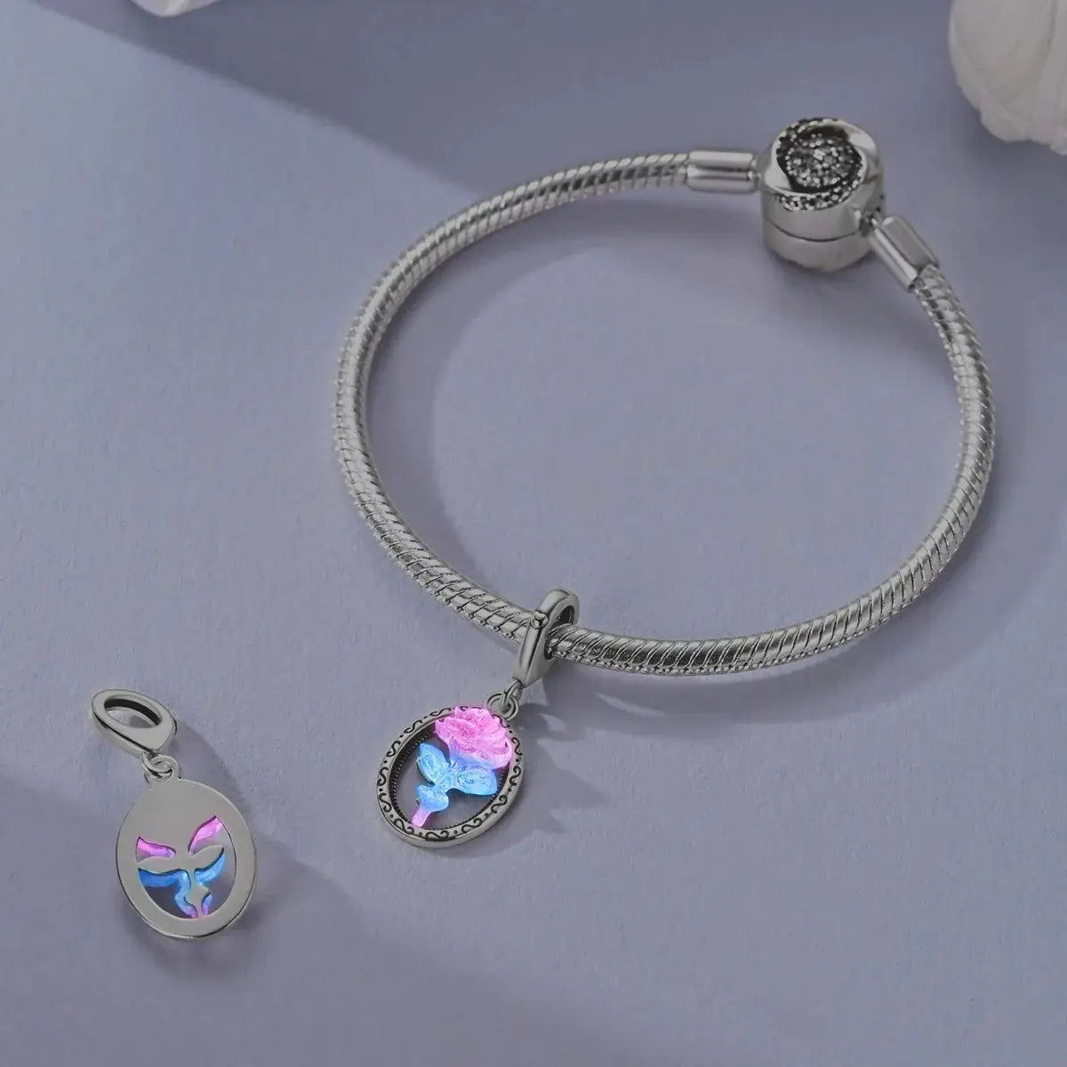 925 Silver Charm Openable Nesting Doll Rose Princess Dress Pendant for Bracelet DIY Fashion Jewelry