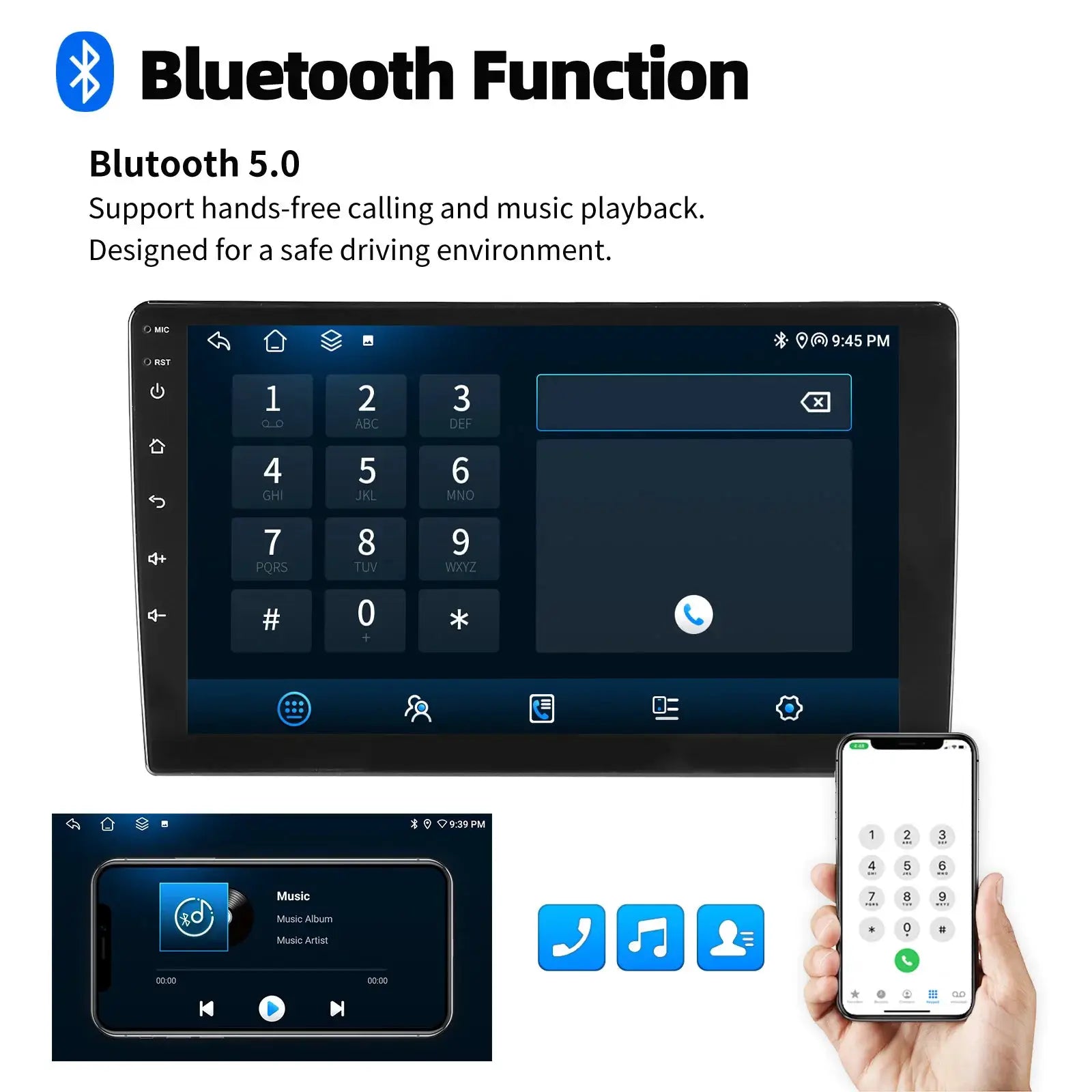 Car stereo head unit, Simples Market ESSGOO 7/9/10-inch Android Auto Bluetooth 5.0