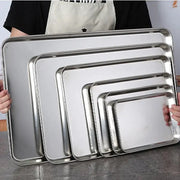 StellarSteel Rectangle Stainless Steel Serving Tray Durable Corrosion Resistant For Restaurants And Hotels