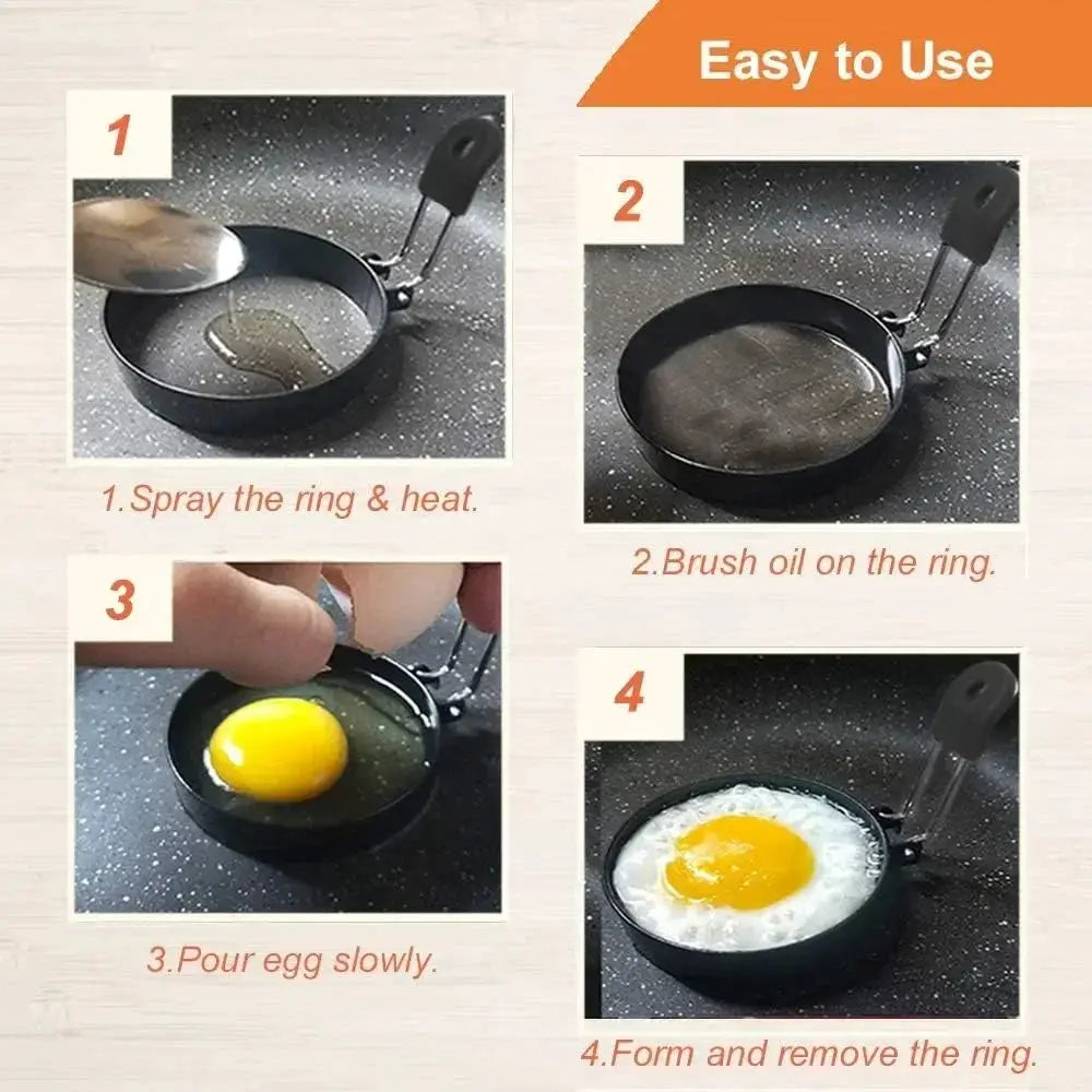 Anti Scald Egg Ring Set Professional Stainless Steel Nonstick Round Pancake Mold For Breakfast And Sandwiches