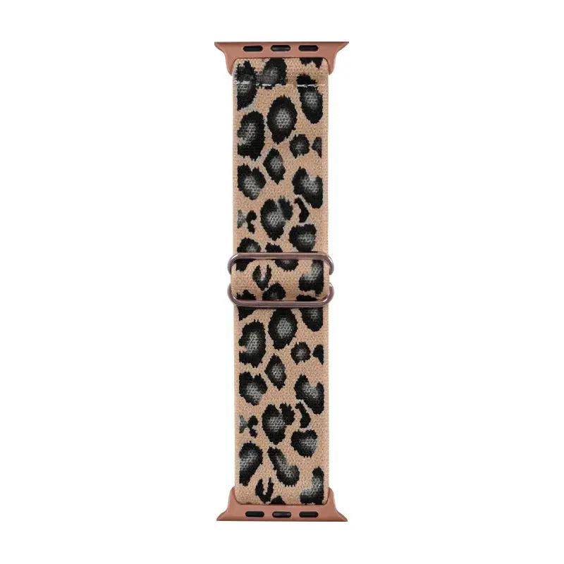 Fashion Leopard Print Nylon Adjustable Strap For Iwatch Band 42mm 46mm 49 45 44 42 41 40 38 For Iwatch Series Ultra 10 9 8 7 SE