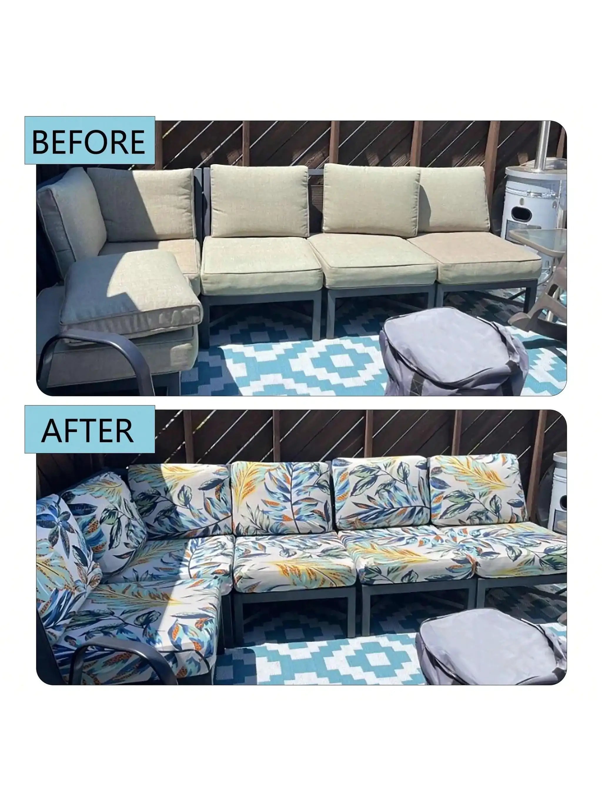 Simples Market outdoor tropical print sofa cushion covers; non-slip replacements for individual seat cushions