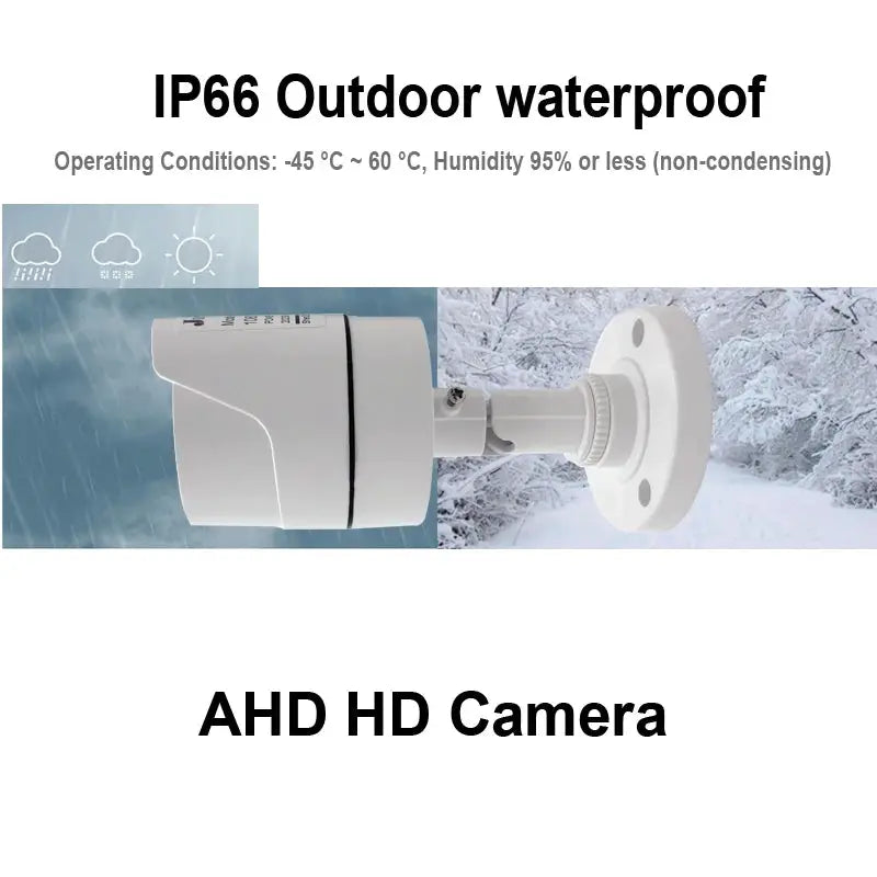 AHD security camera on wall mount, outdoor IP66 waterproof with infrared night vision