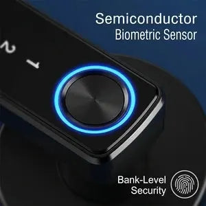 Simples Market Tuya Bluetooth smart door lock with fingerprint, password, IC card; blue LED ring
