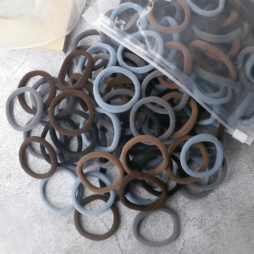 NovaHair 50 Pcs Mixed Colors Hair Bands 4 Cm Elastic Hair Ties Ponytail Holders Gentle Hold For Everyday Ponytails