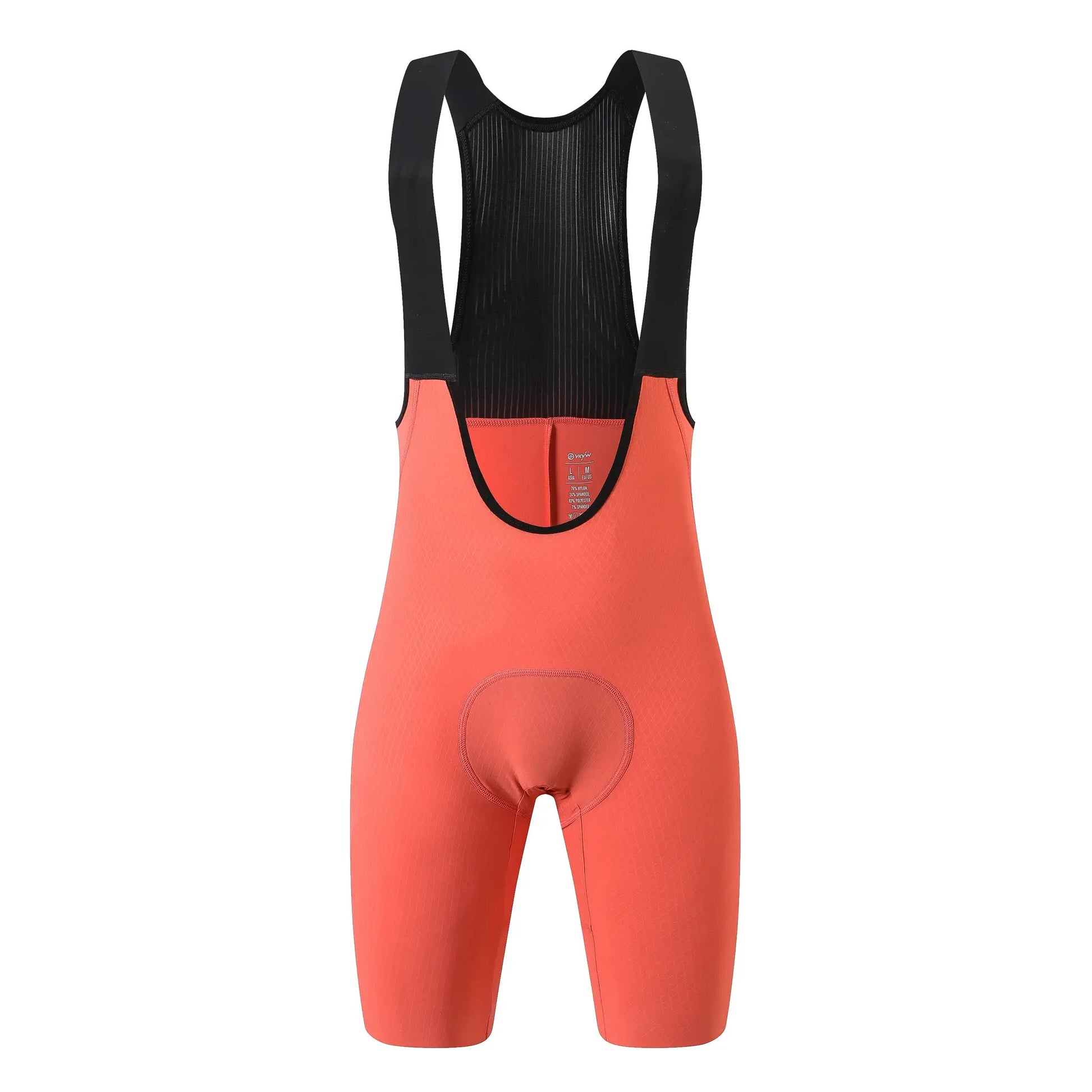 YKYWBIKE men's cycling bib shorts, black upper bib with orange lower panel and YKYW logo.
