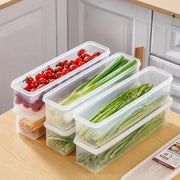 EverFresh 4 Pack Long Rectangular Food Storage Containers Durable Plastic Reusable Refrigerator Organizer Boxes
