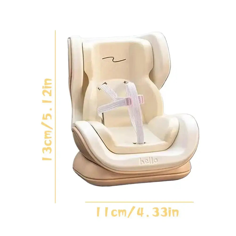 Cream beige doll car seat for 17cm dolls with buckle strap