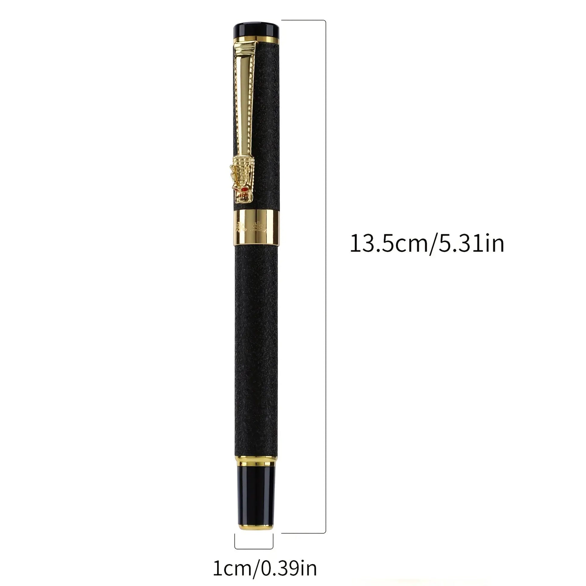Fountain pen Simples Market; black metal body with gold trim, 0.5mm medium tip