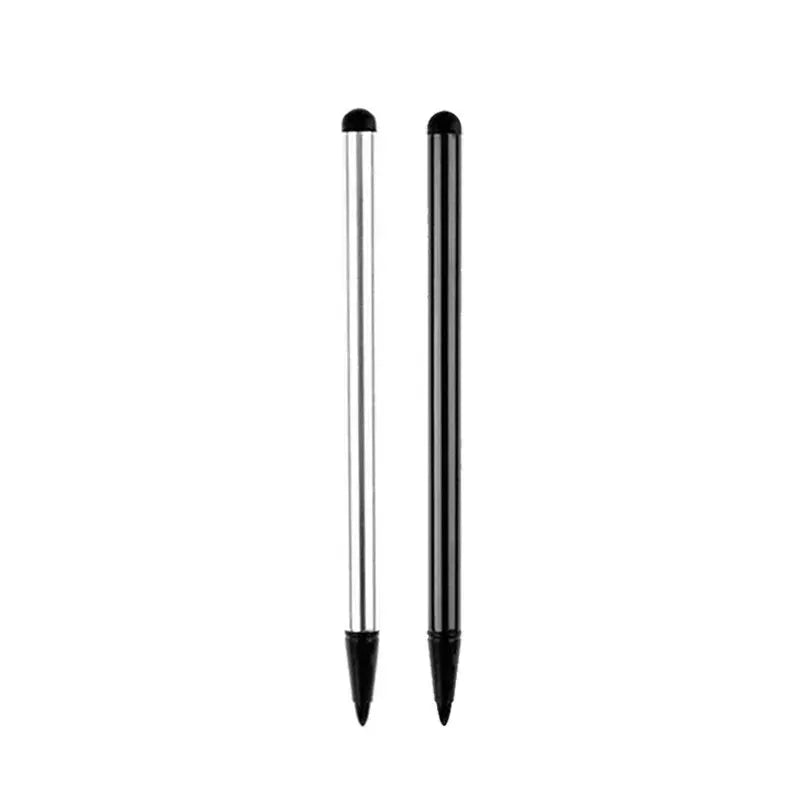 Universal dual-use capacitive screen stylus pens, 2-pack in silver and black
