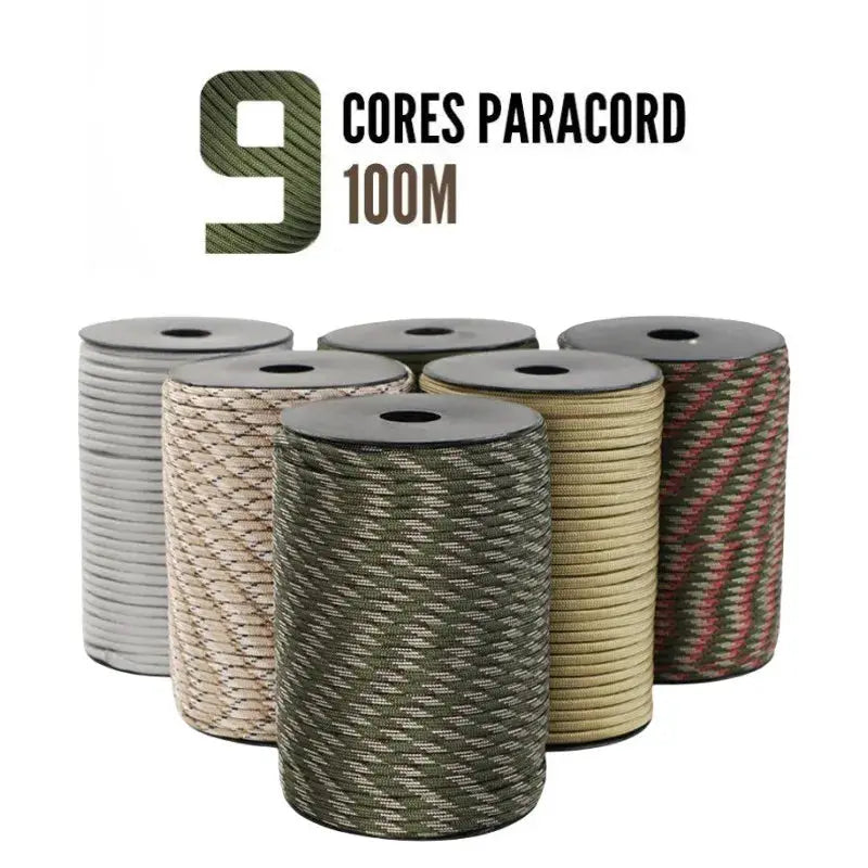 100m 50m 550 Paracord 9 Core Military Standard 4mm Outdoor Parachute Cord Survival Umbrella Tent Lanyard