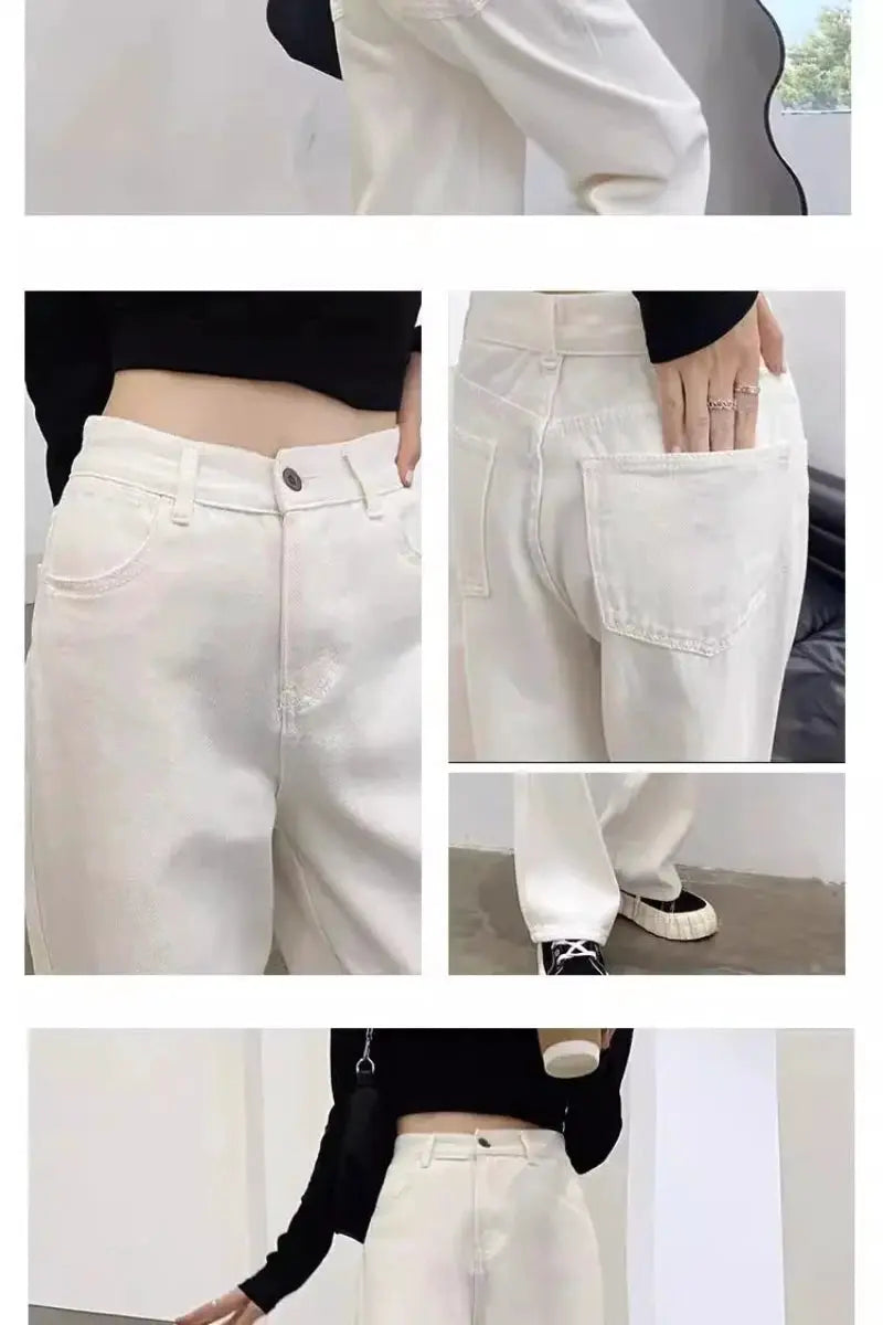 New Design Sense Womens Loose Denim Pants Retro Straight Leg Jeans